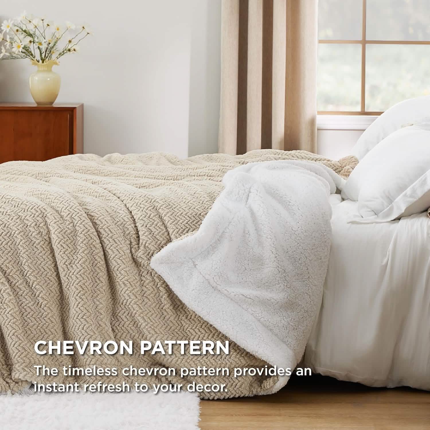 GentleSoft® Chevron Sherpa Fleece Blanket