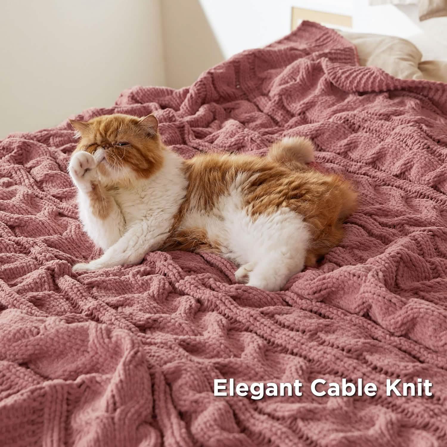 GentleSoft® Cable Chenille Chunky Knit Throw Blanket