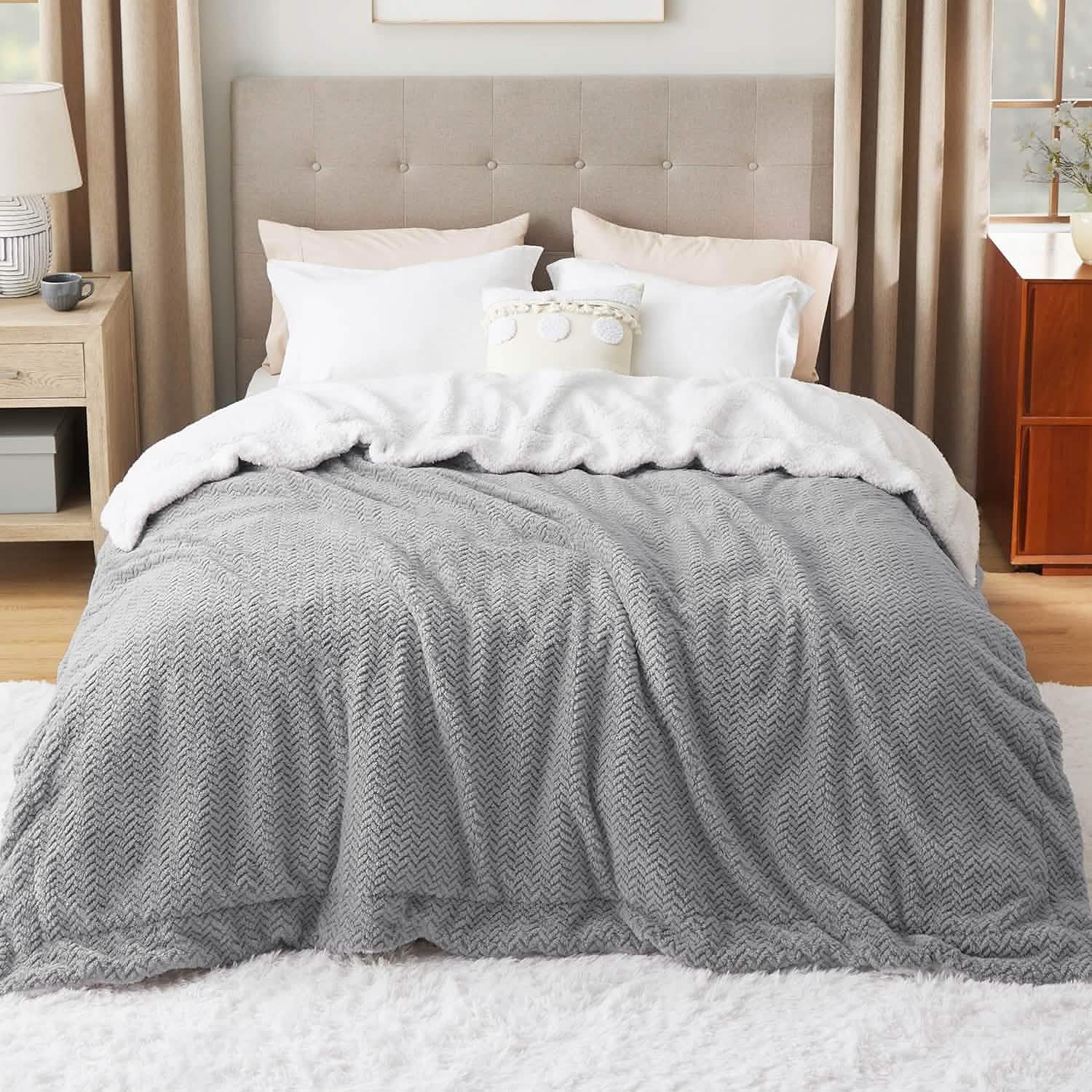 GentleSoft® Chevron Sherpa Fleece Blanket