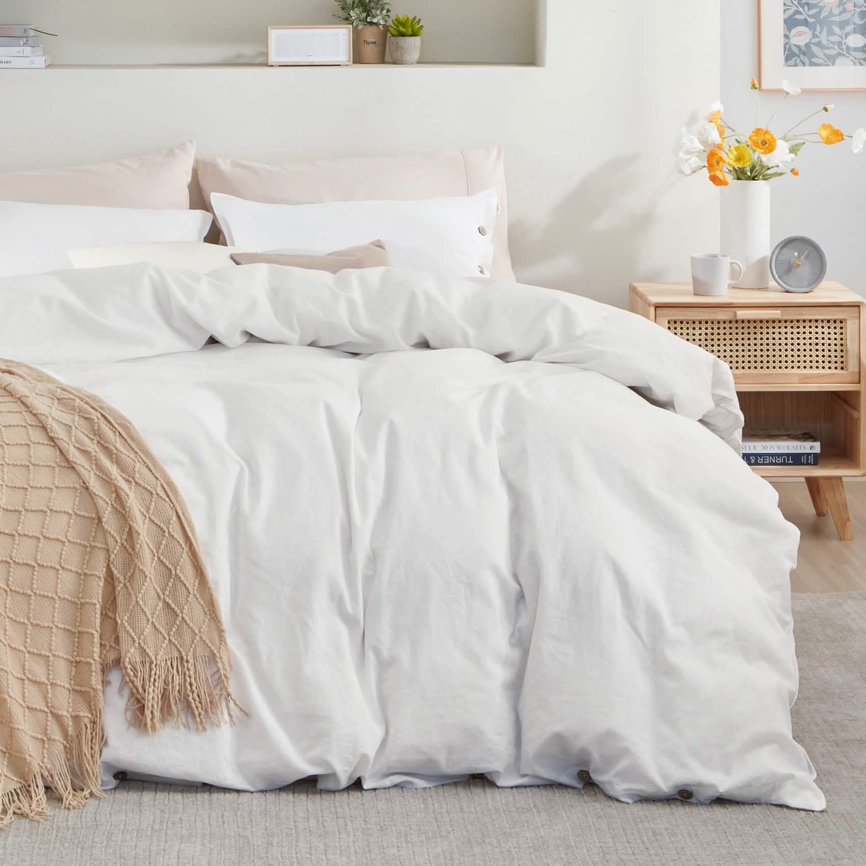GentleSoft® Cotton Linen Hybrid Duvet Cover Set
