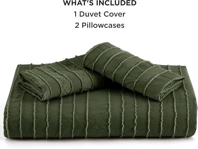 GentleSoft® Striped Tufted Embroidery Duvet Cover Set