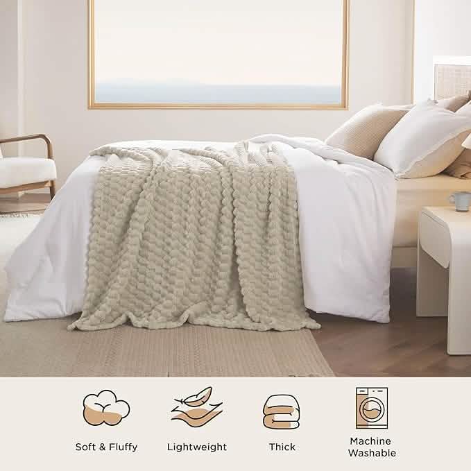 GentleSoft® Textured Bubble Flannel Fleece Blanket