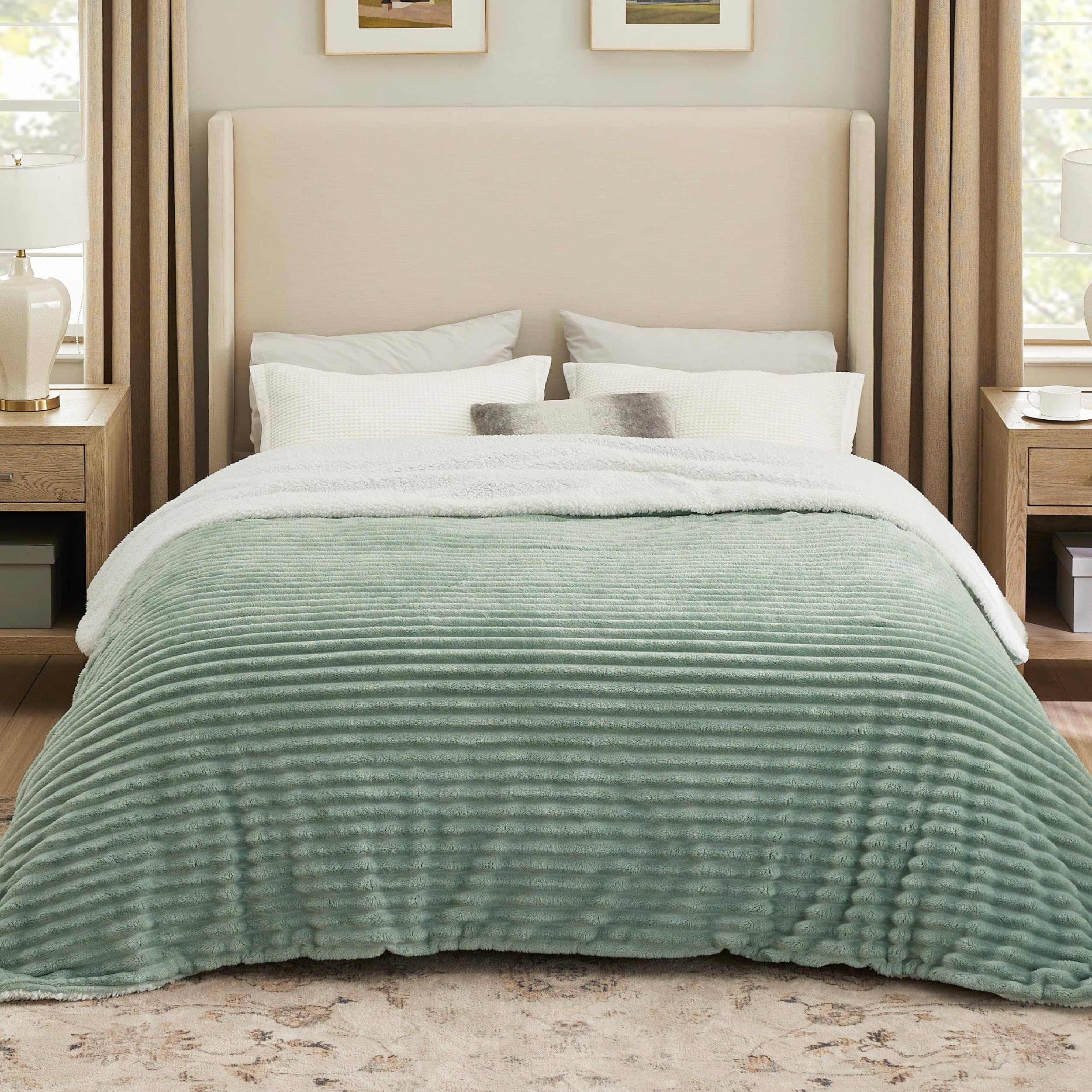 GentleSoft® Jacquard Stripes Shaggy Sherpa Blanket