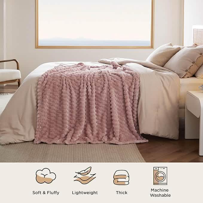 GentleSoft® Textured Bubble Flannel Fleece Blanket