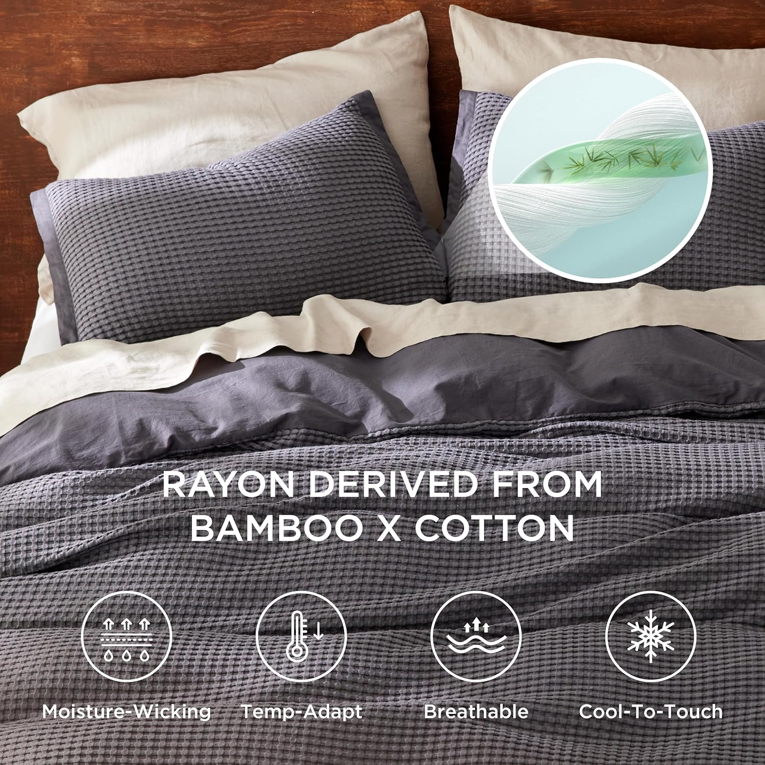 GentleSoft® Cooling Waffle Duvet Cover Set