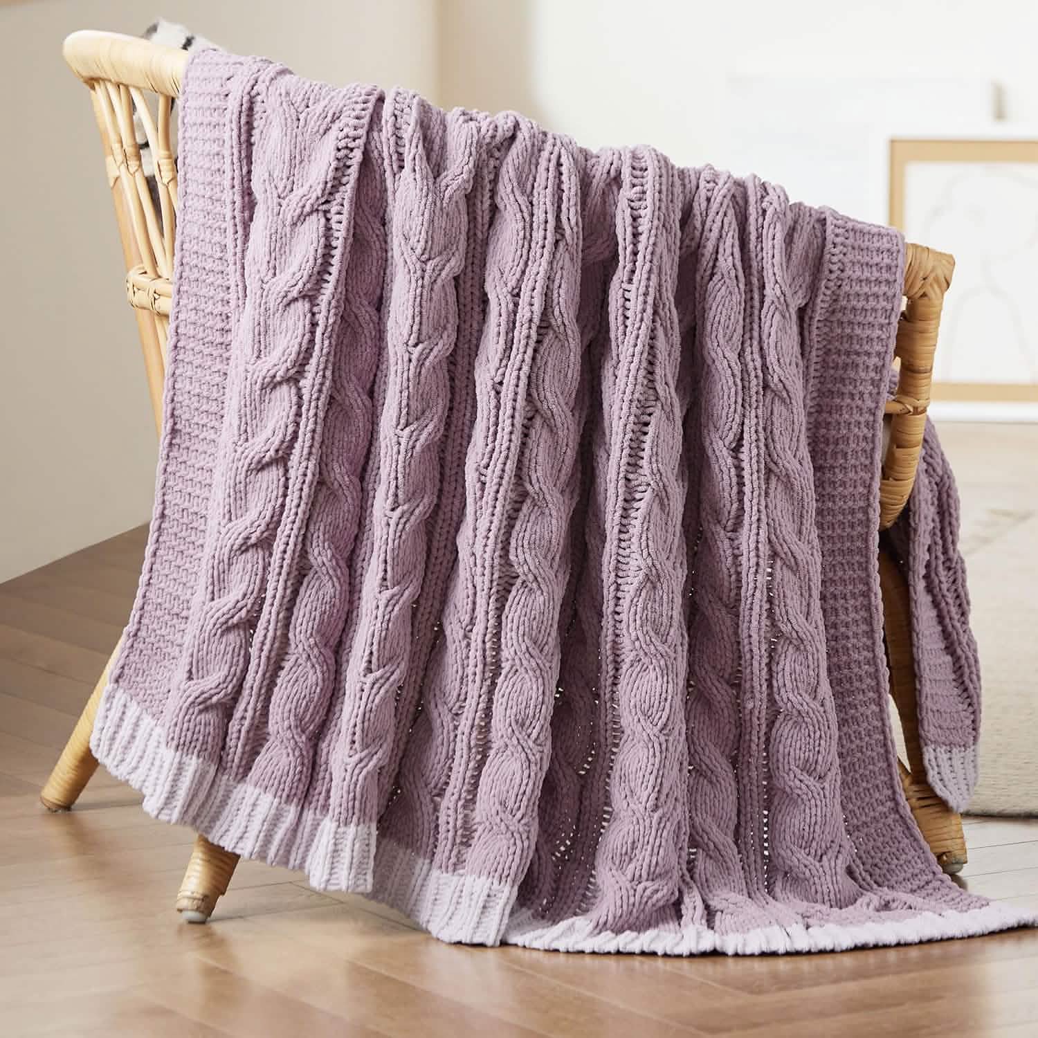GentleSoft® Cable Chenille Chunky Knit Throw Blanket