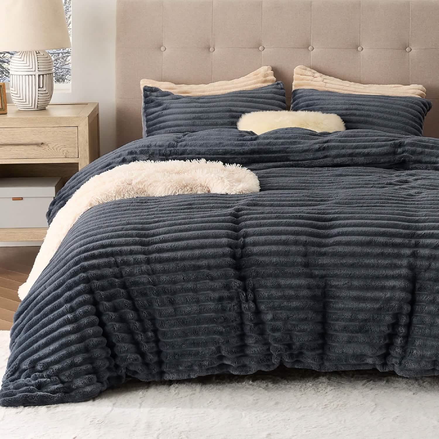 GentleSoft® Striped Flannel Duvet Cover Set