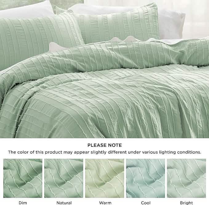 GentleSoft® Striped Tufted Embroidery Duvet Cover Set
