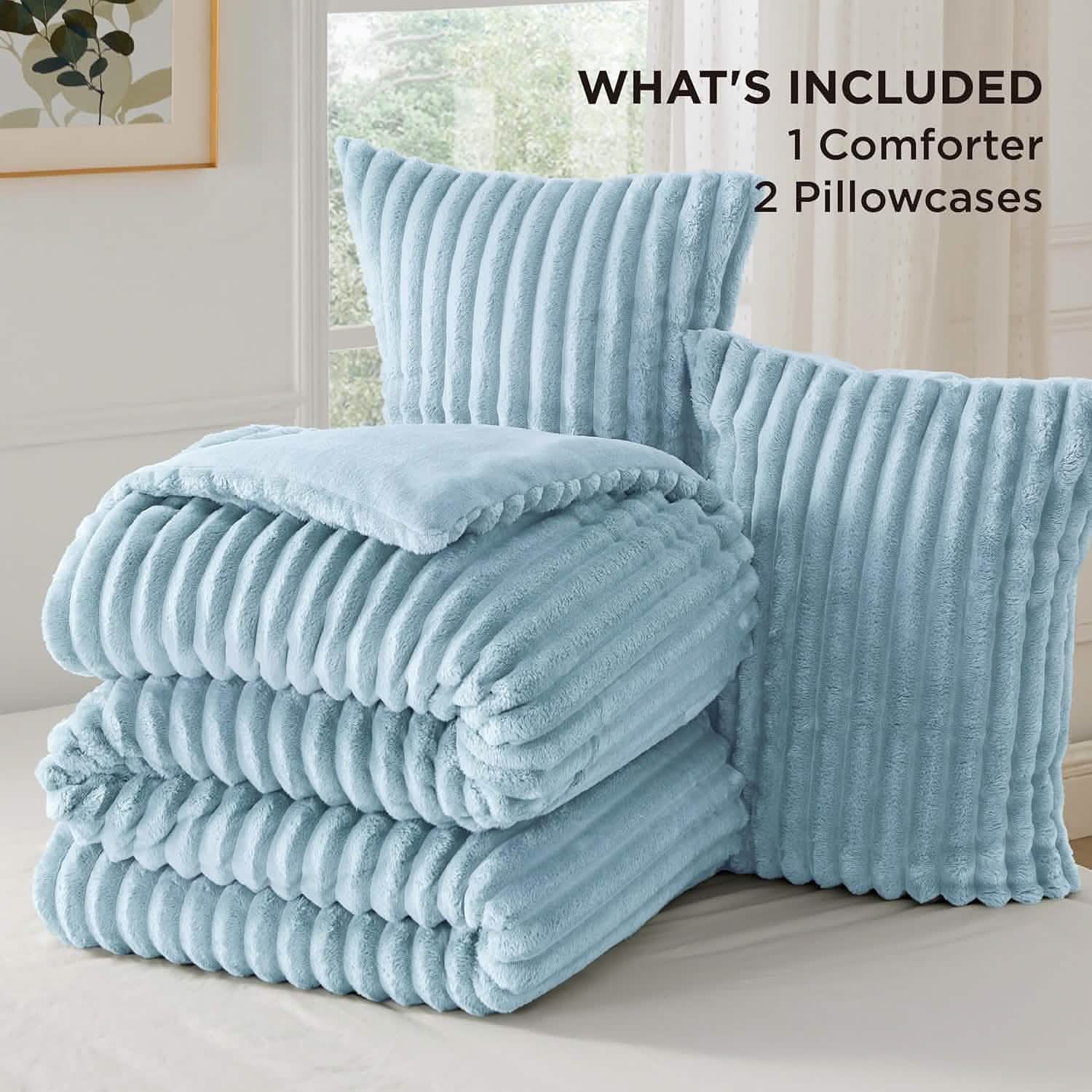 GentleSoft® Striped Flannel Comforter Set