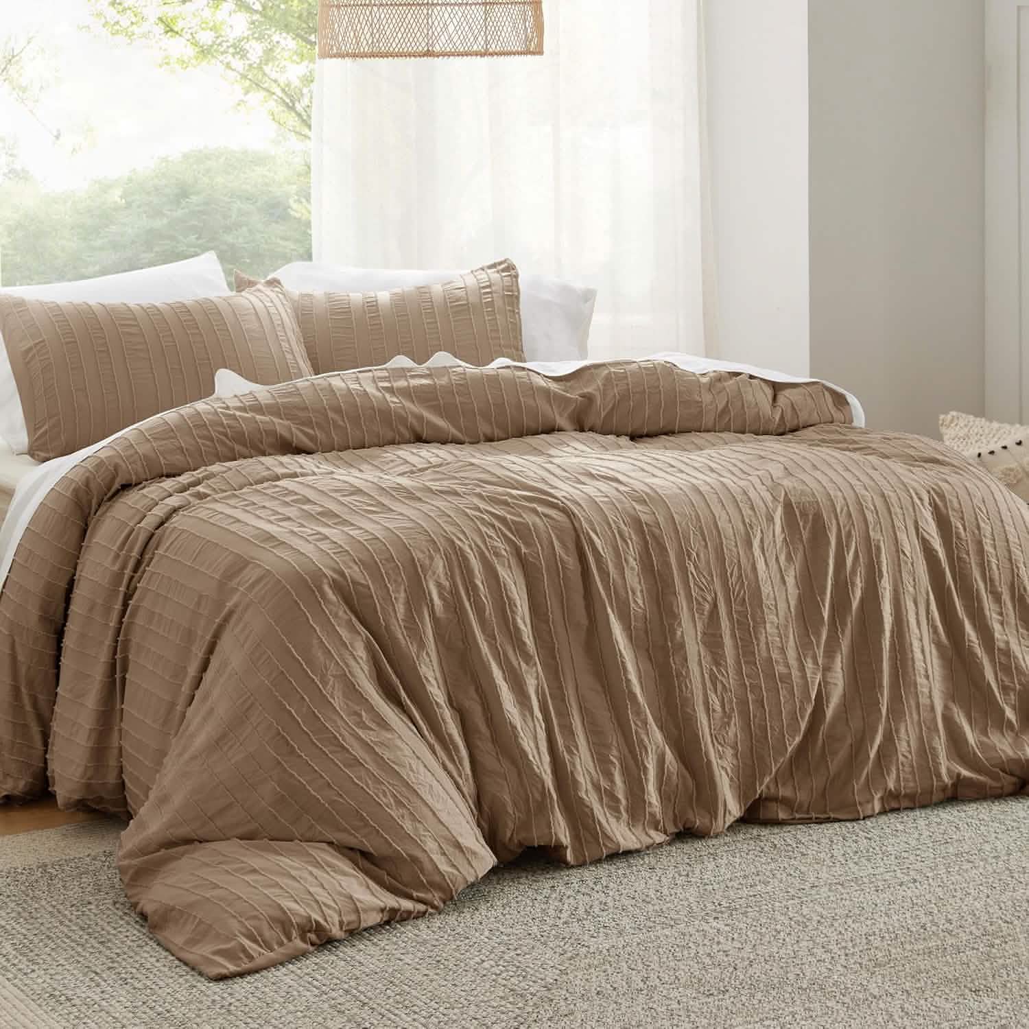 GentleSoft® Striped Tufted Embroidery Duvet Cover Set