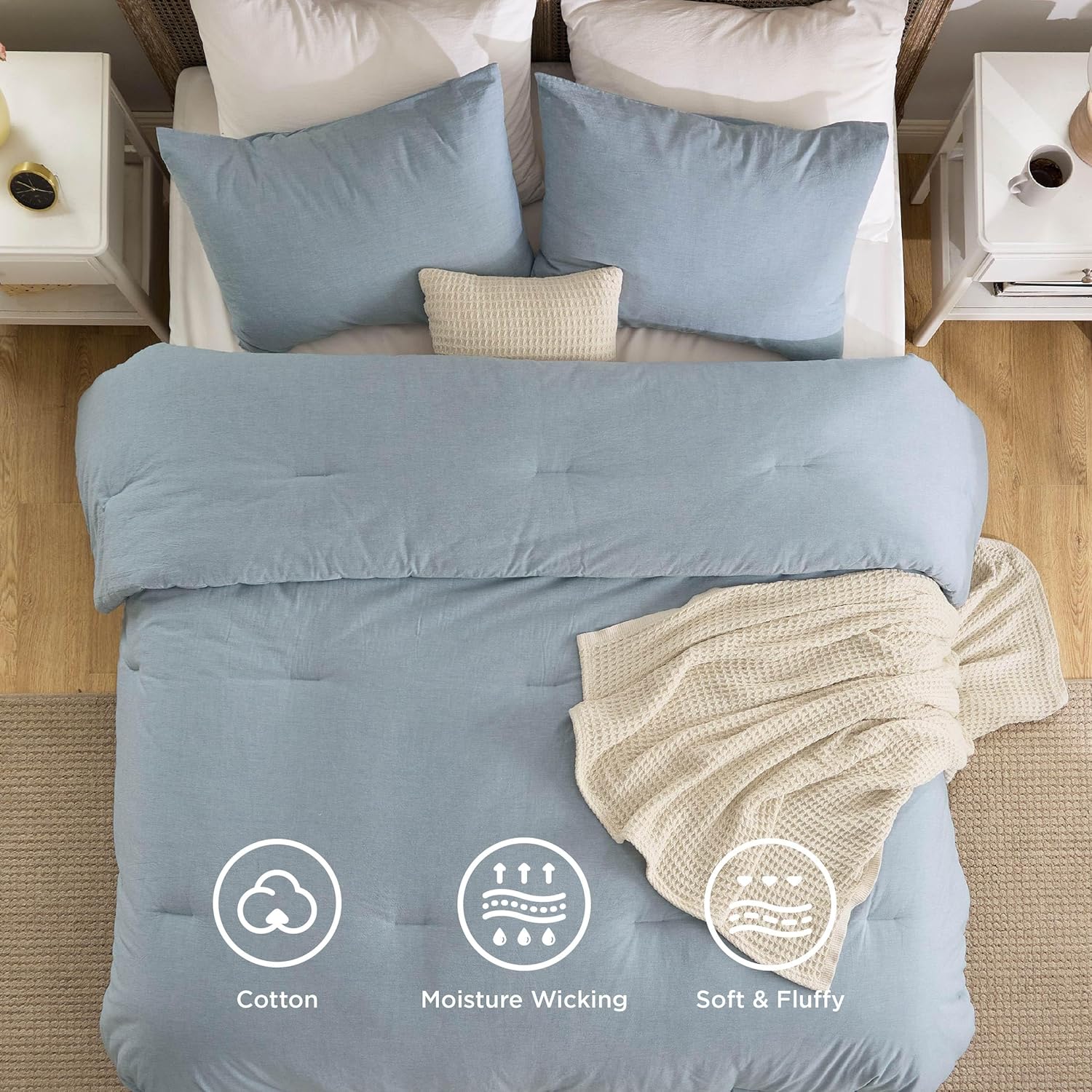 GentleSoft® 5 Piece Cotton Waffle Weave Bed-in-a-bag