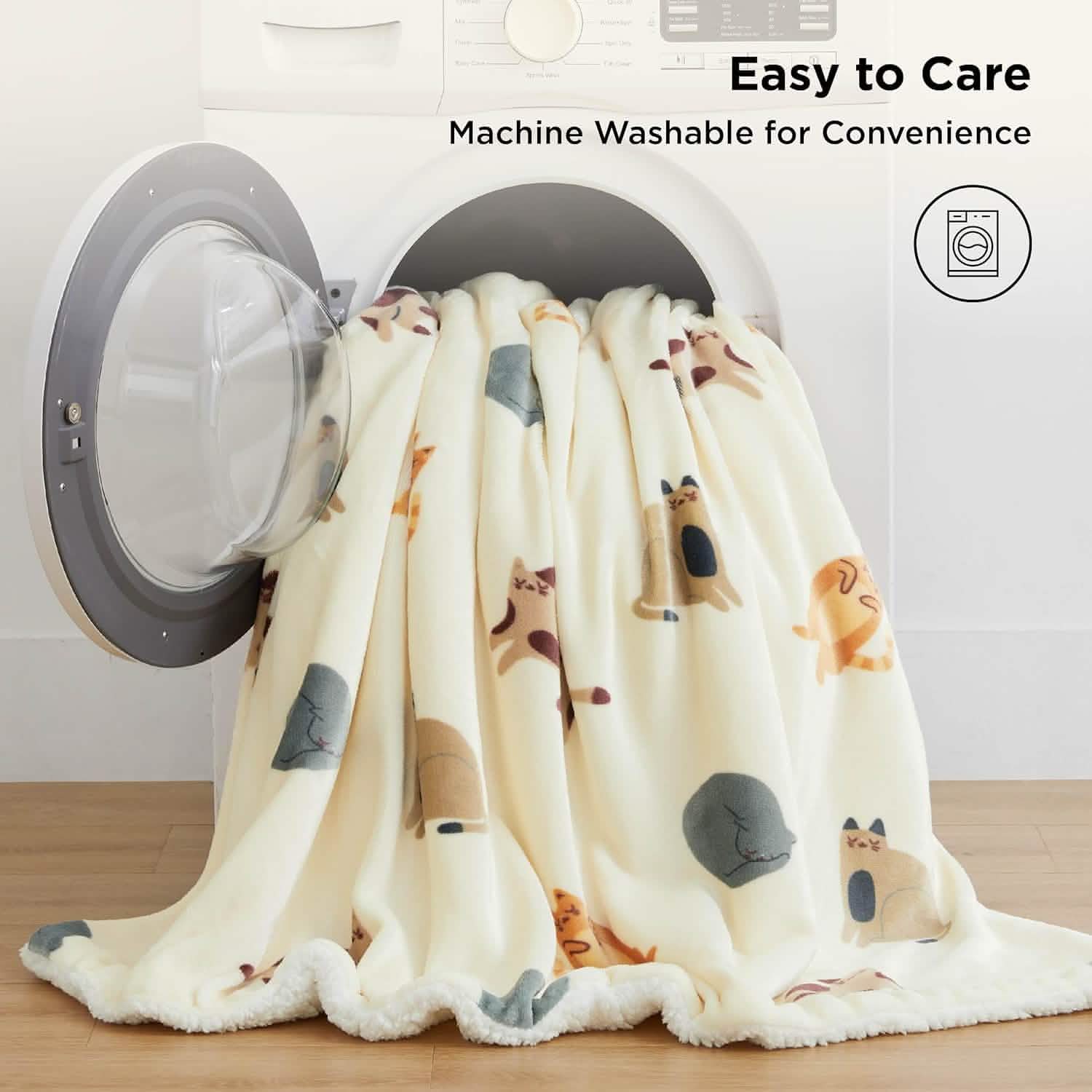 GentleSoft® Printed Throw Sherpa Blanket Print-cat