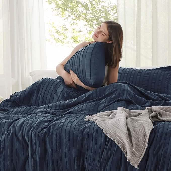 GentleSoft® Striped Tufted Embroidery Duvet Cover Set
