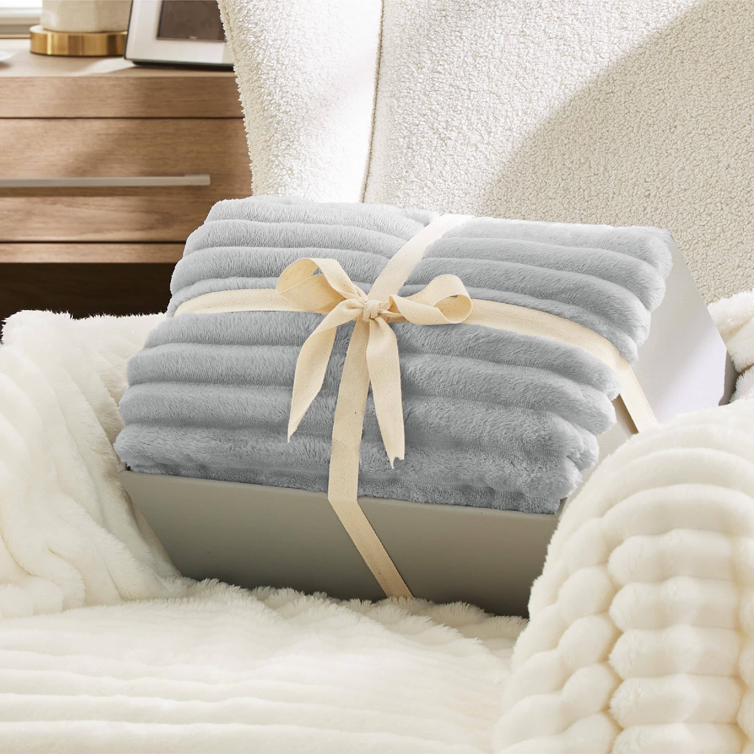 GentleSoft® Jacquard Stripes Shaggy Sherpa Blanket