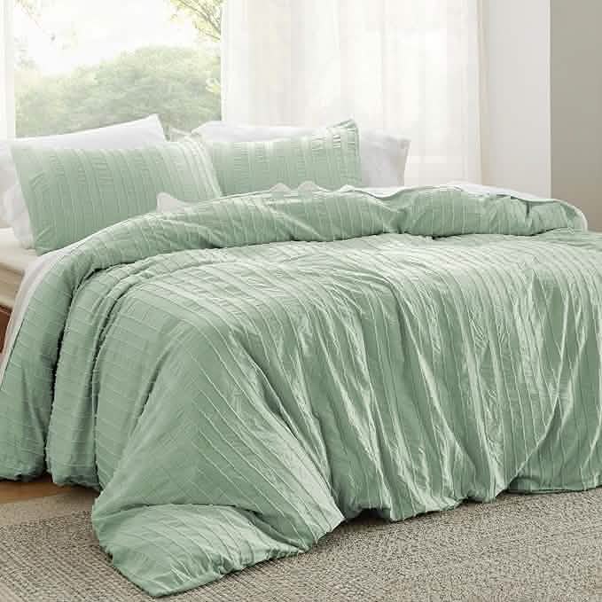 GentleSoft® Striped Tufted Embroidery Duvet Cover Set