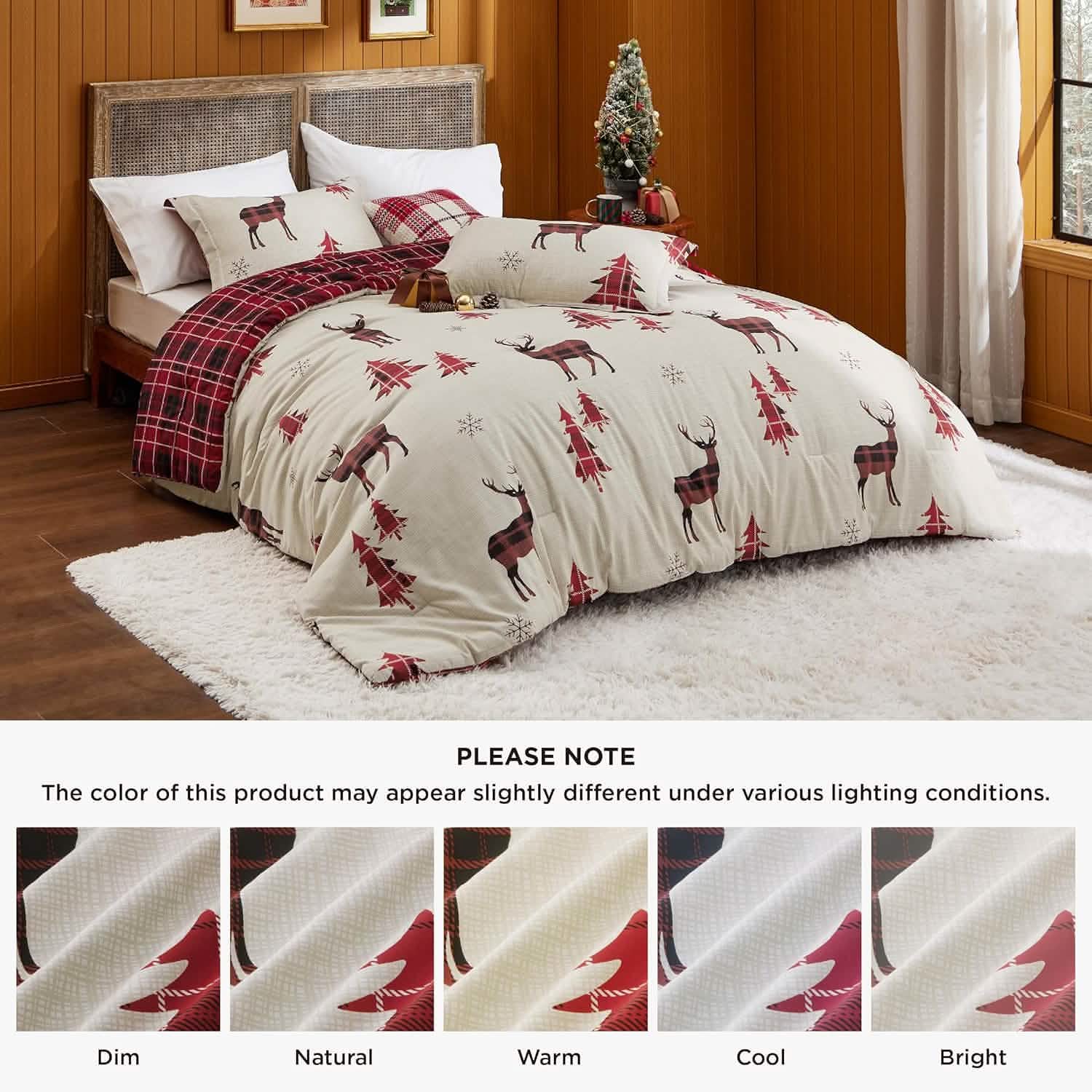 GentleSoft® Christmas Plaid Comforter Set Reindeer