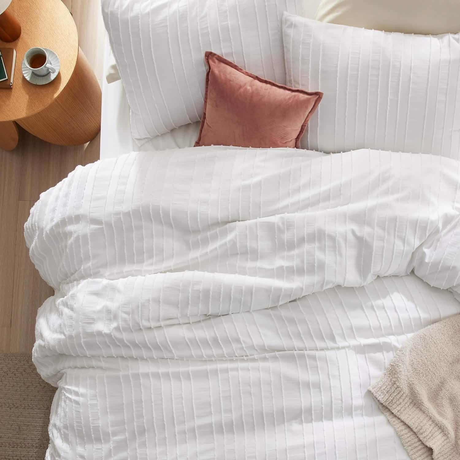 GentleSoft® Striped Tufted Embroidery Duvet Cover Set
