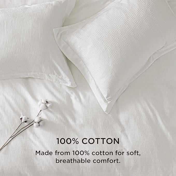 GentleSoft® 100% Cotton Greek Key Jacquard Duvet Cover Set