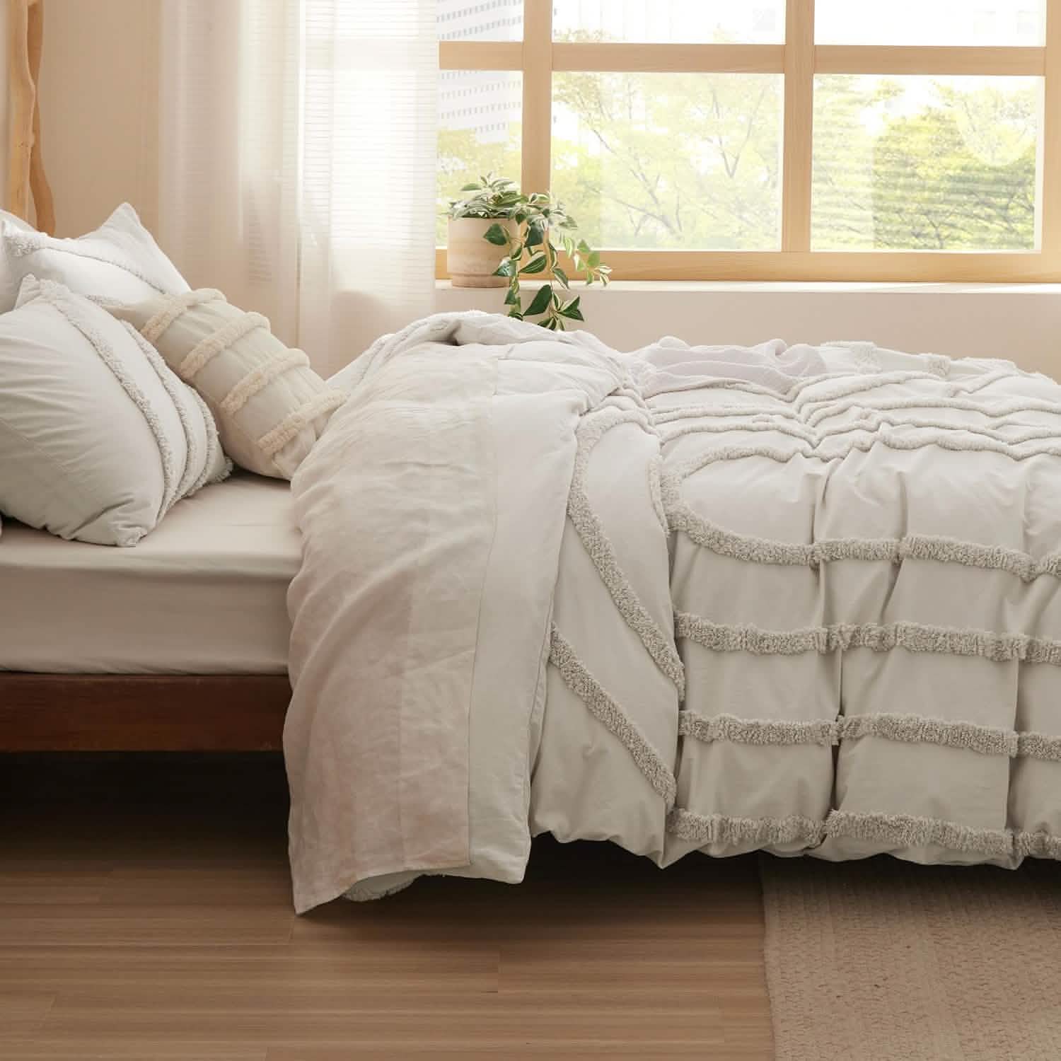 GentleSoft® 100% Cotton Tufted Duvet Cover Set