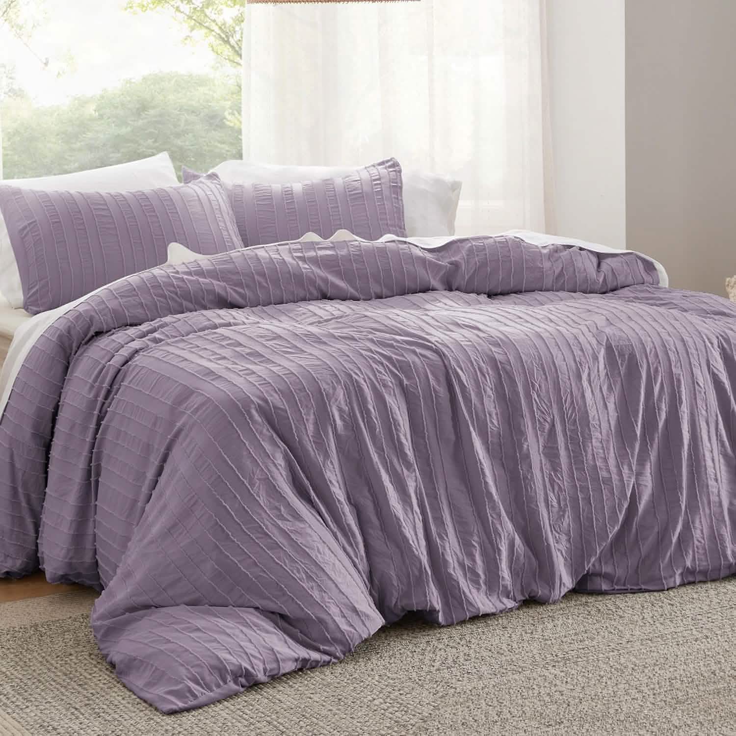 GentleSoft® Striped Tufted Embroidery Duvet Cover Set