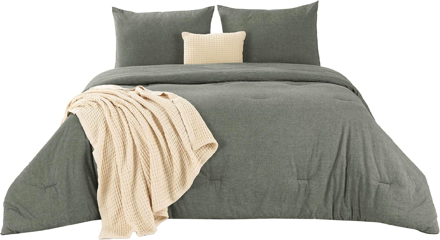 GentleSoft® 5 Piece Cotton Waffle Weave Bed-in-a-bag