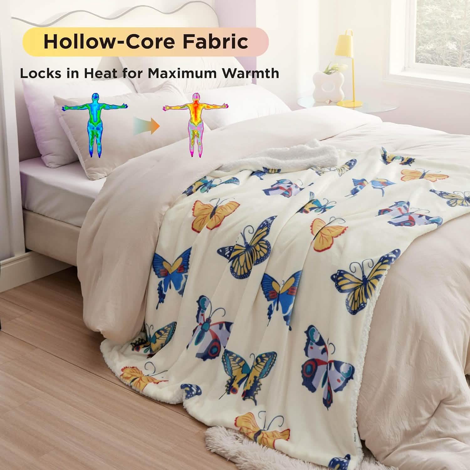 GentleSoft® Printed Throw Sherpa Blanket Butterfly