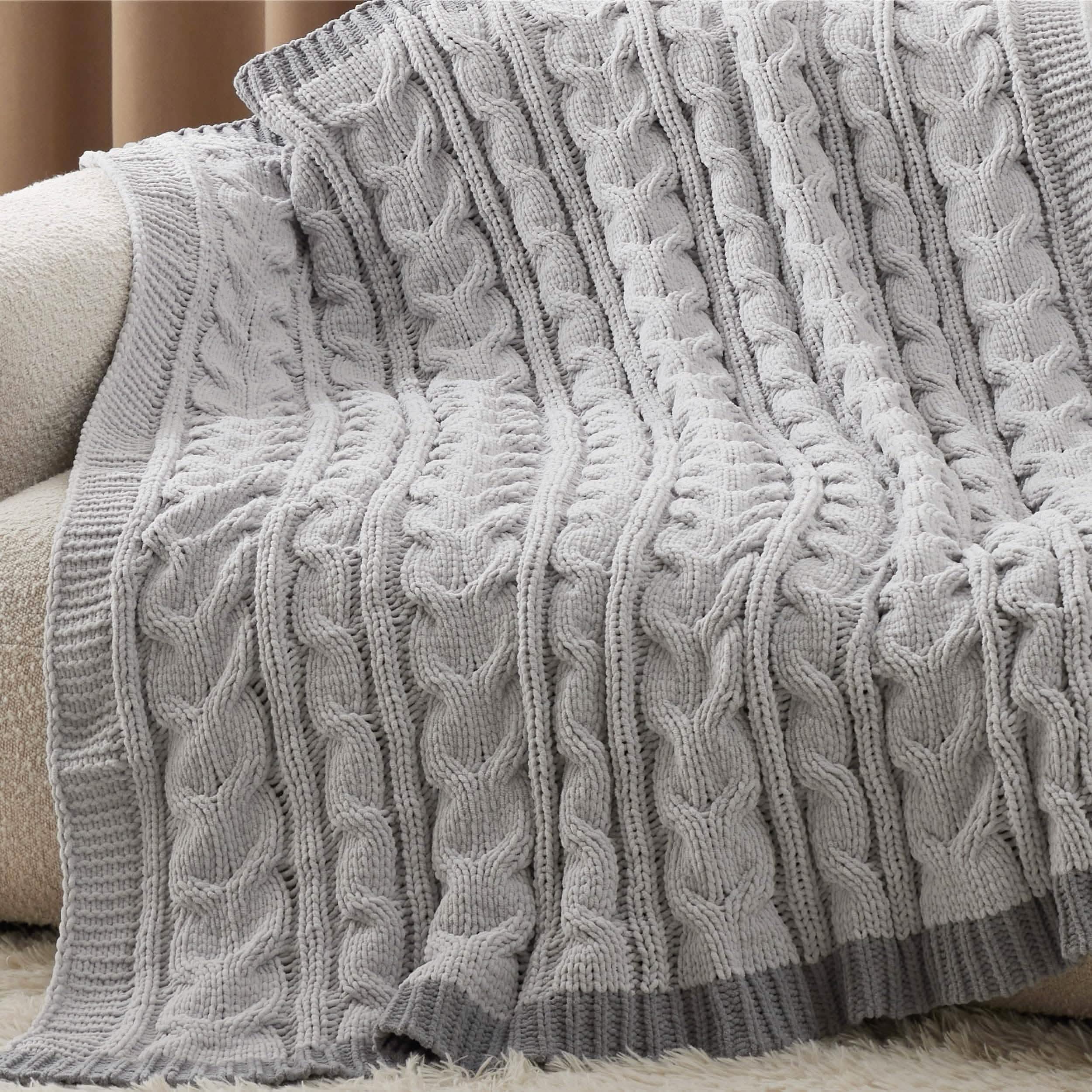 GentleSoft® Cable Chenille Chunky Knit Throw Blanket