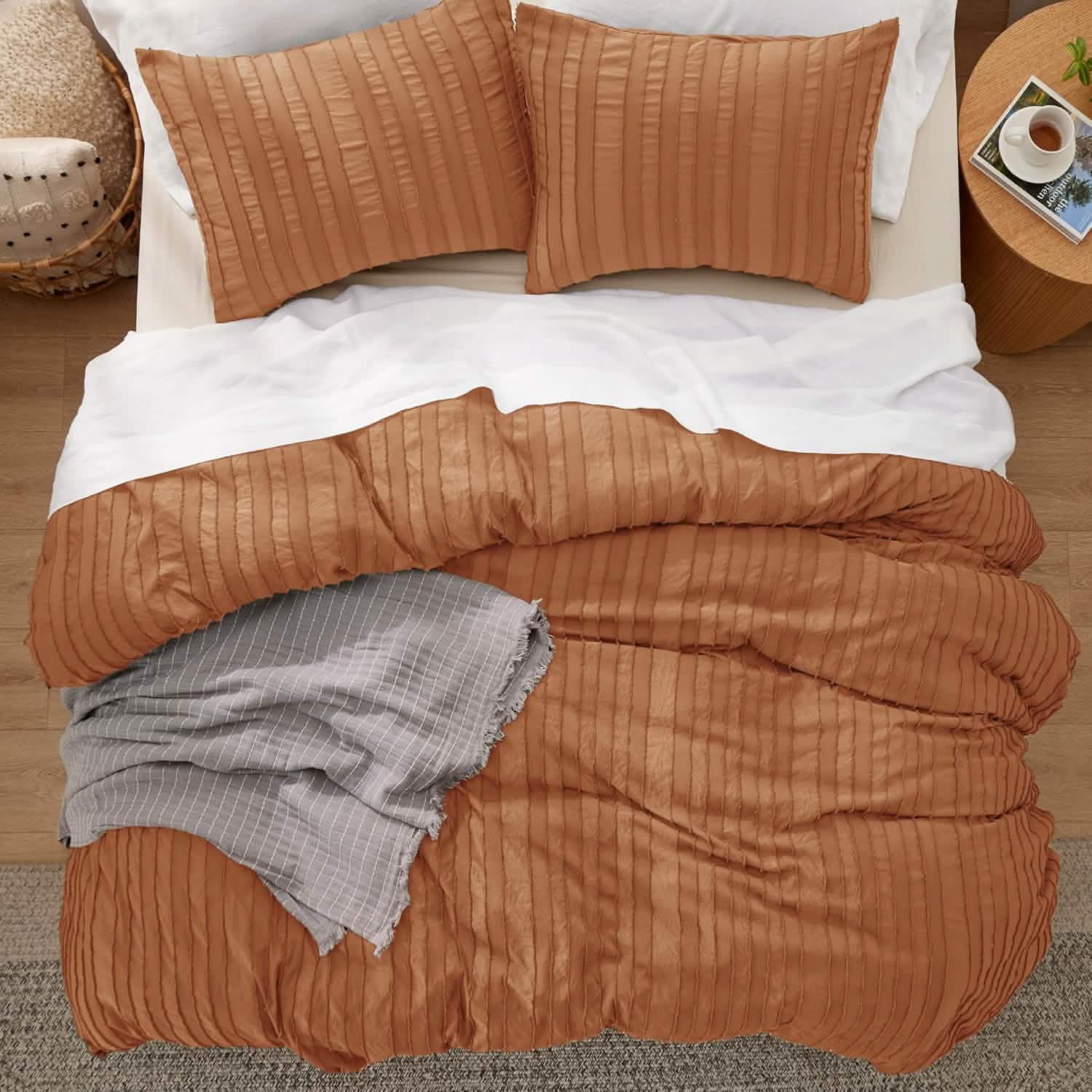 GentleSoft® Striped Tufted Embroidery Duvet Cover Set