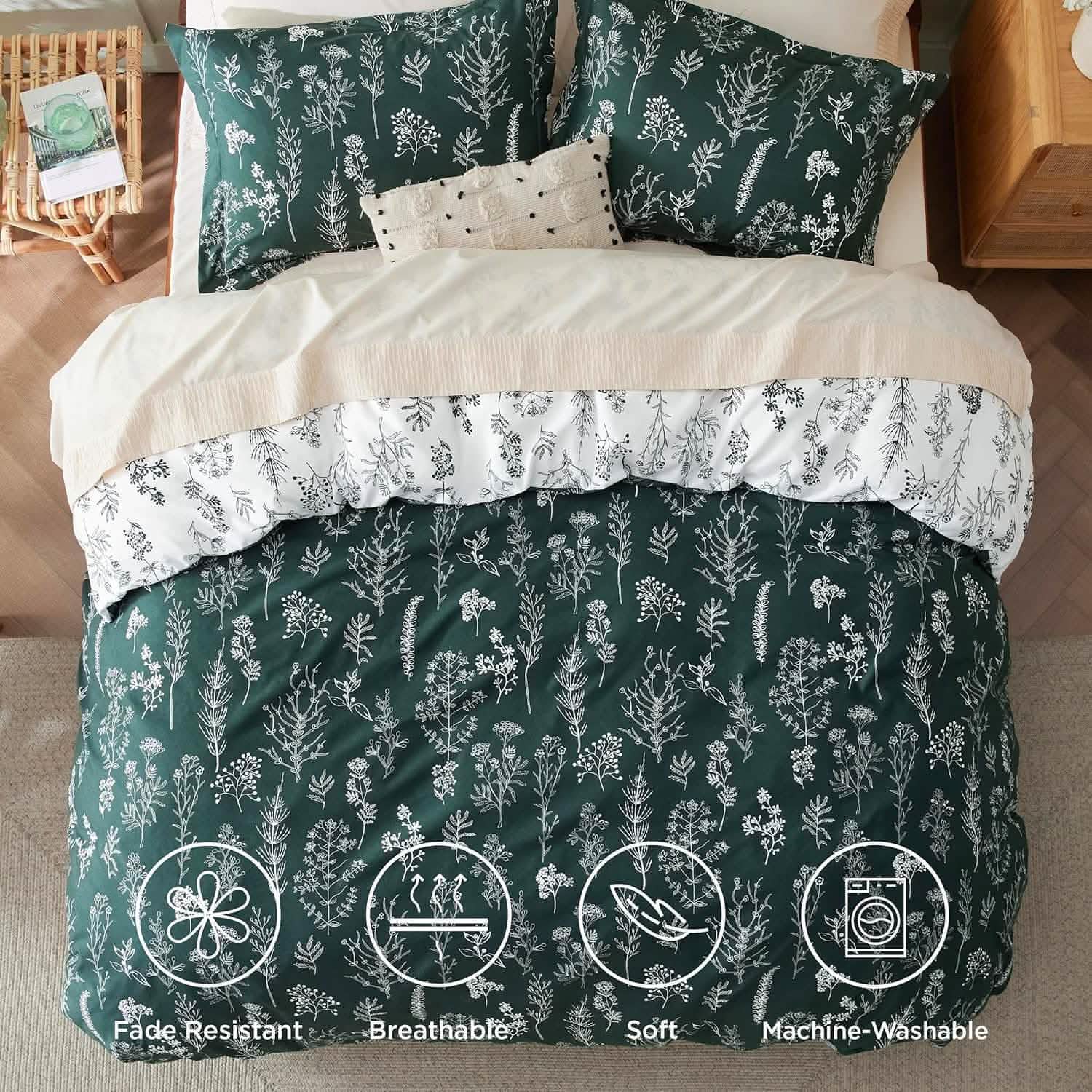 GentleSoft® Reversible Floral Print Duvet Cover Set