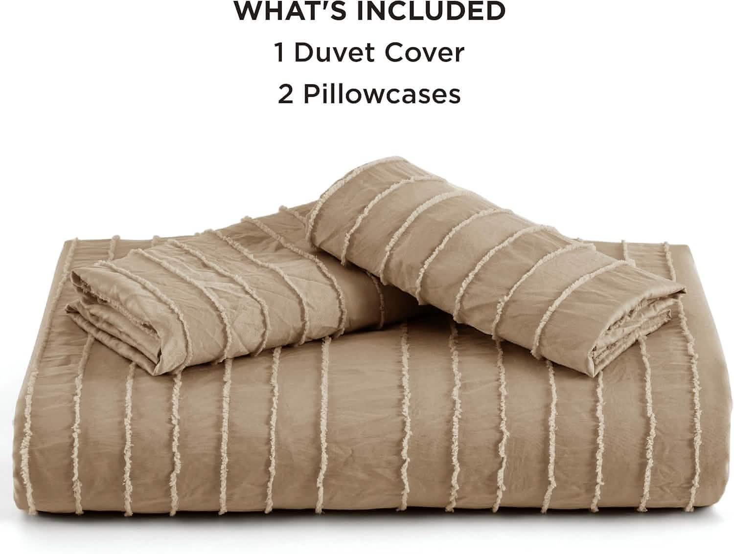 GentleSoft® Striped Tufted Embroidery Duvet Cover Set