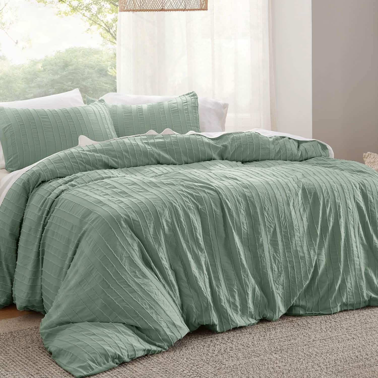 GentleSoft® Striped Tufted Embroidery Duvet Cover Set