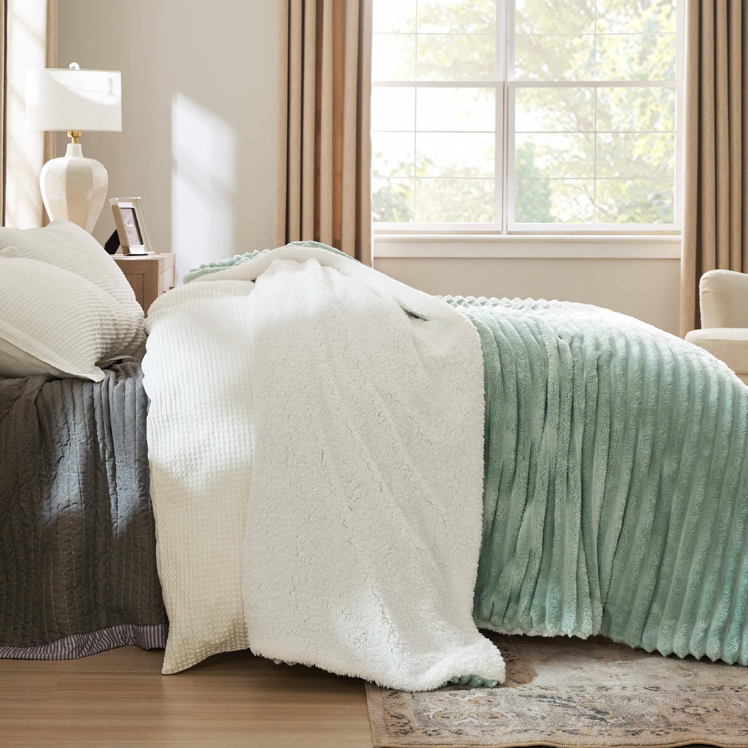 GentleSoft® Jacquard Stripes Shaggy Sherpa Blanket