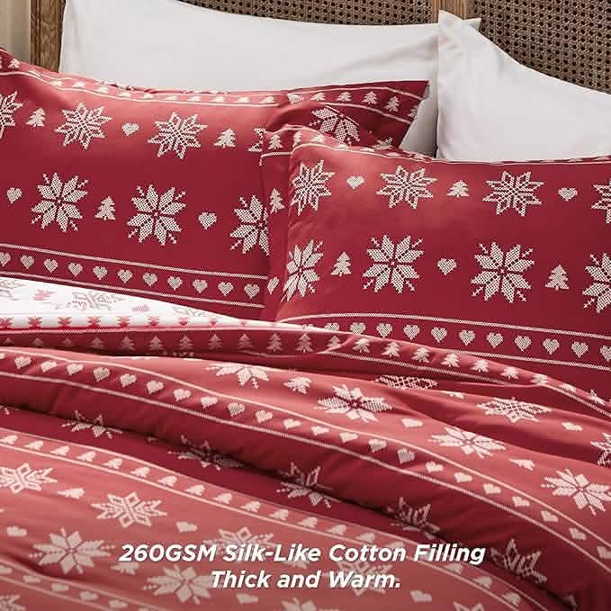 GentleSoft® Christmas Plaid Comforter Set Red Snowflake