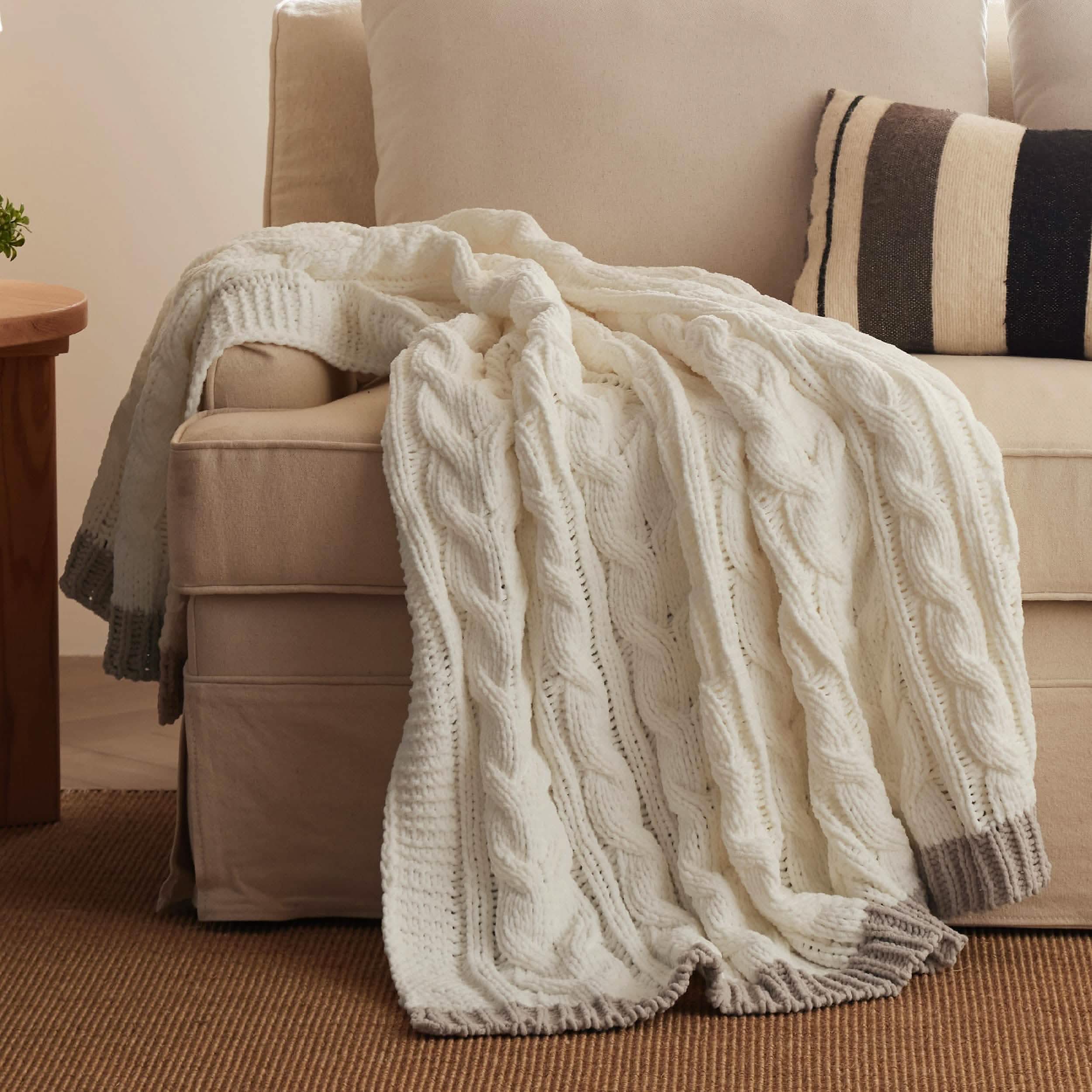 GentleSoft® Cable Chenille Chunky Knit Throw Blanket