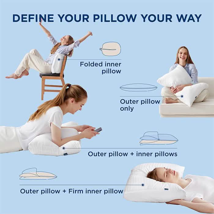 GentleSoft® Adjustable Layer Loft Cotton Cover Pillows 2pk