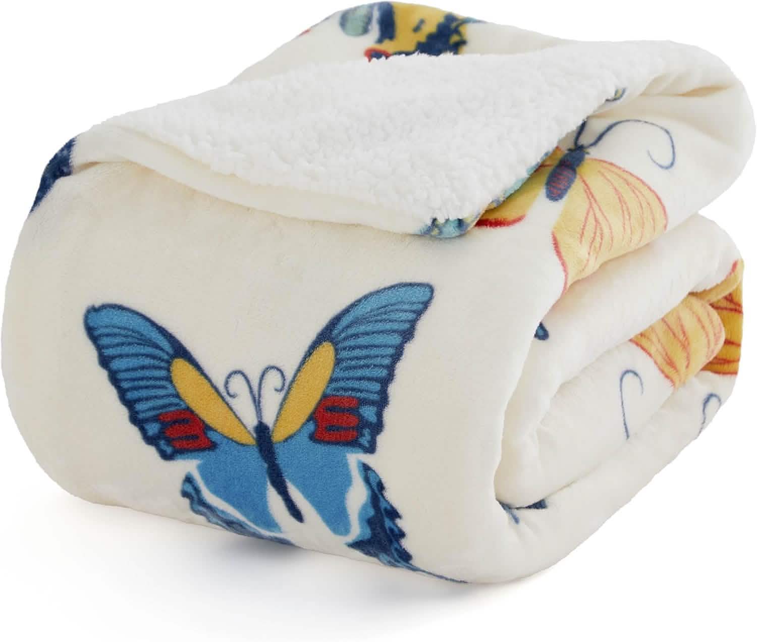 GentleSoft® Printed Throw Sherpa Blanket Butterfly