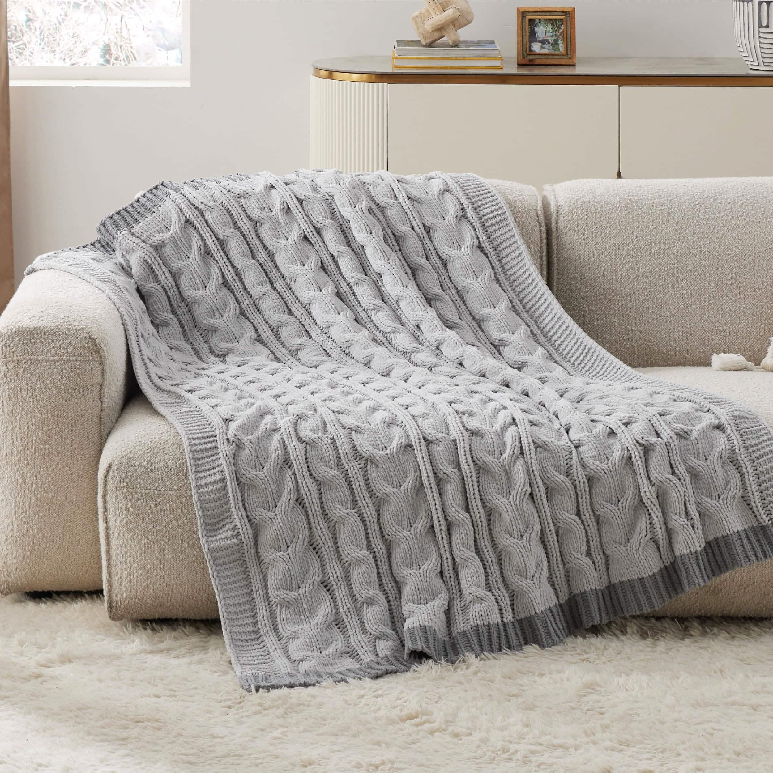 GentleSoft® Cable Chenille Chunky Knit Throw Blanket