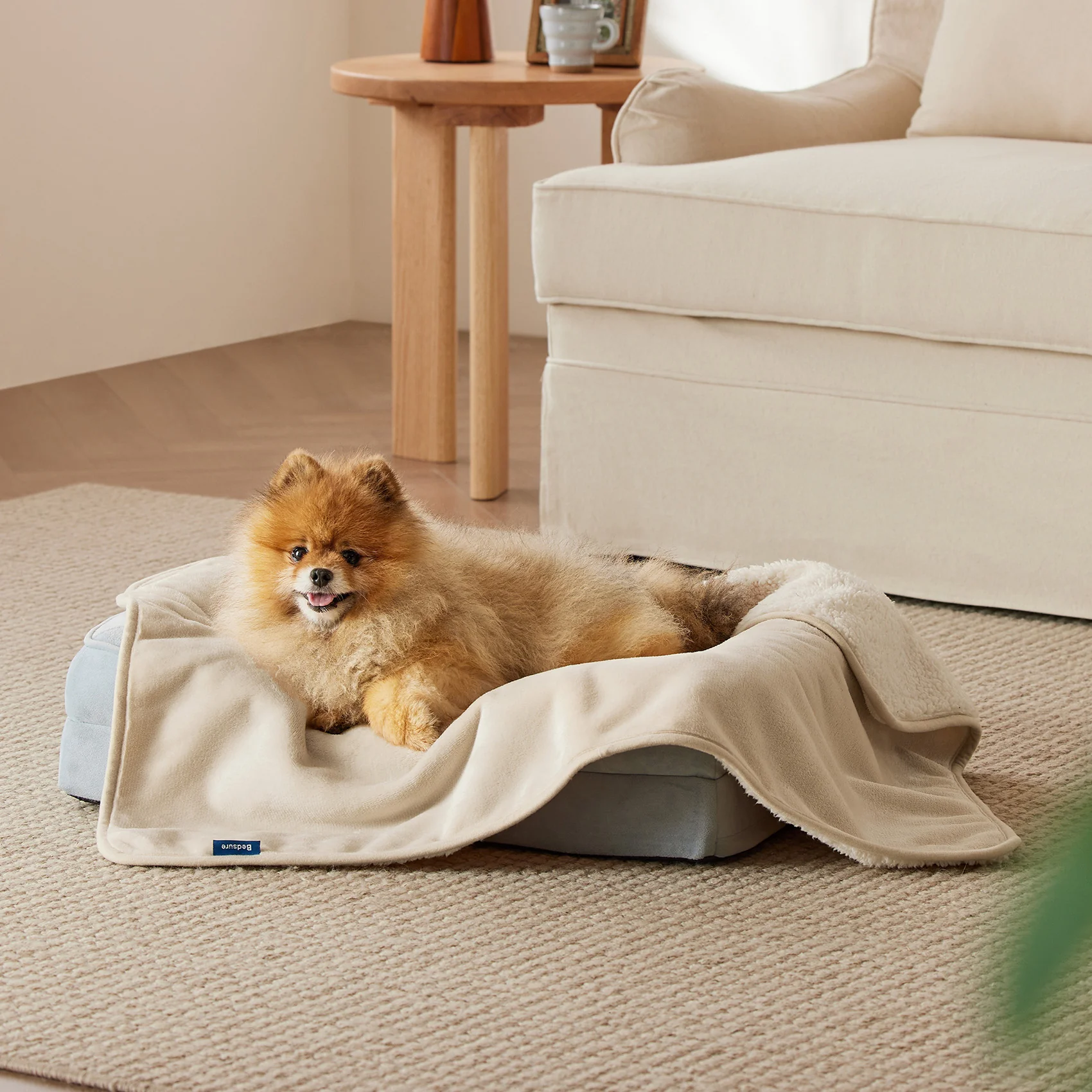 Reversible Sherpa and Microfiber Fleece Dog Blanket