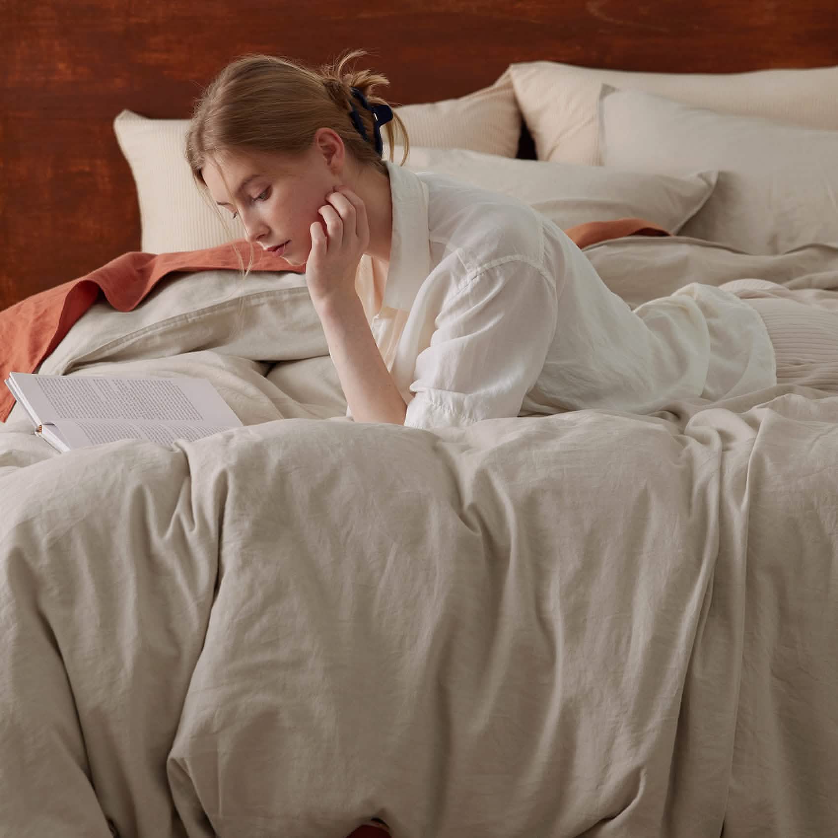 GentleSoft® Cotton Linen Hybrid Duvet Cover Set