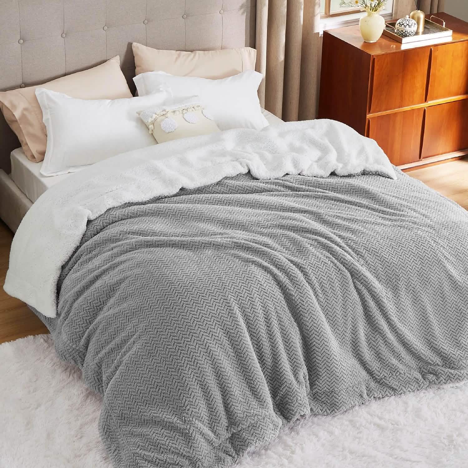 GentleSoft® Chevron Sherpa Fleece Blanket