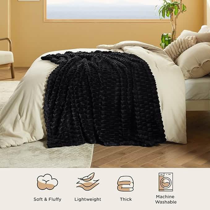 GentleSoft® Textured Bubble Flannel Fleece Blanket