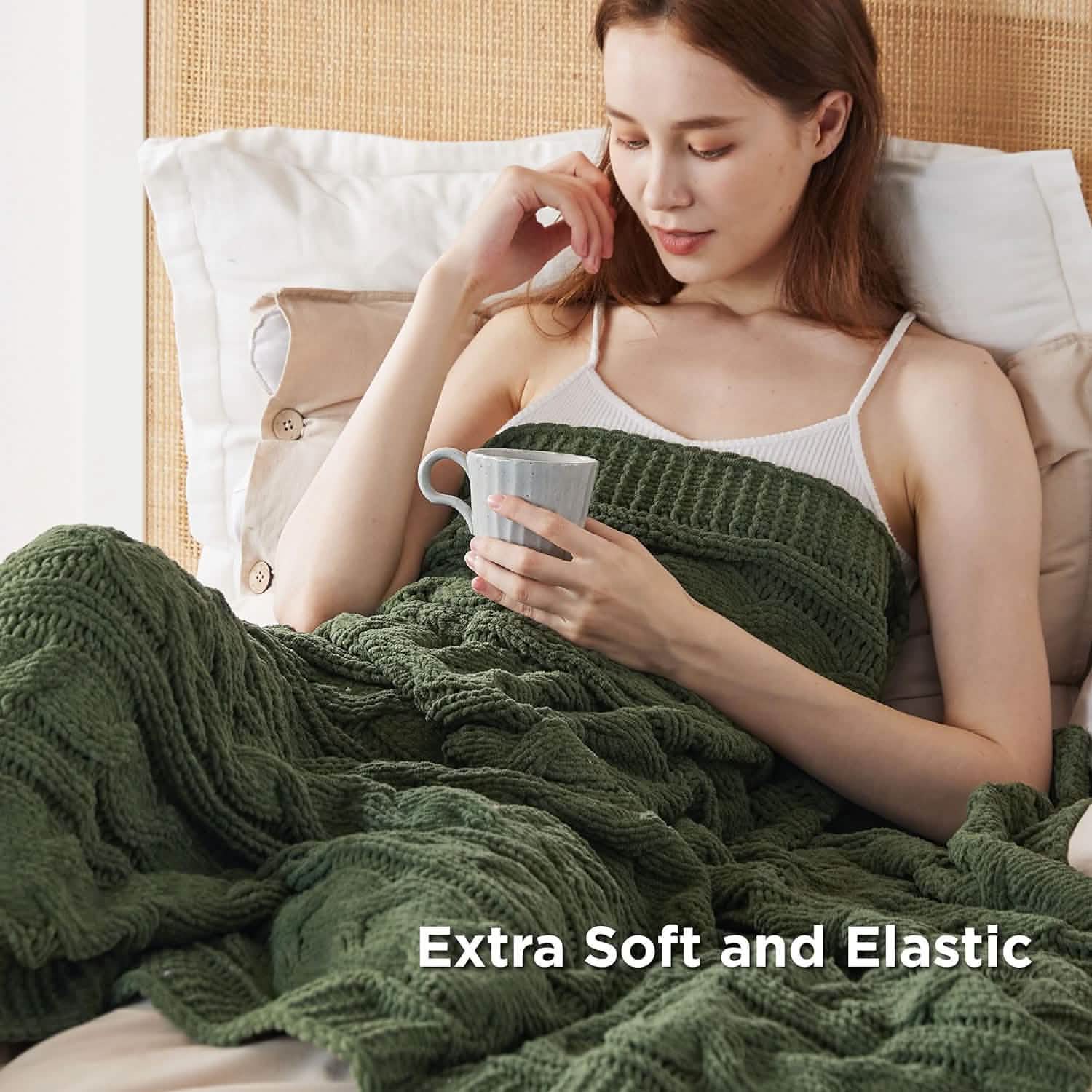 GentleSoft® Cable Chenille Chunky Knit Throw Blanket