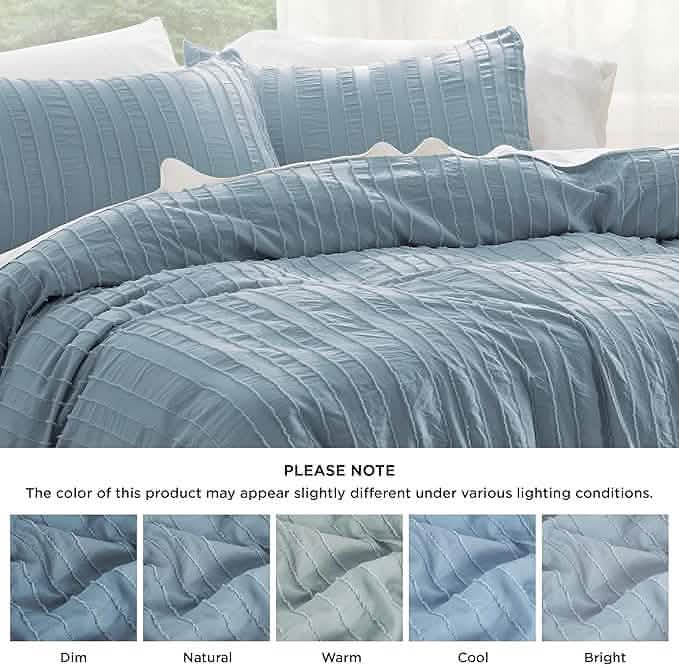 GentleSoft® Striped Tufted Embroidery Duvet Cover Set