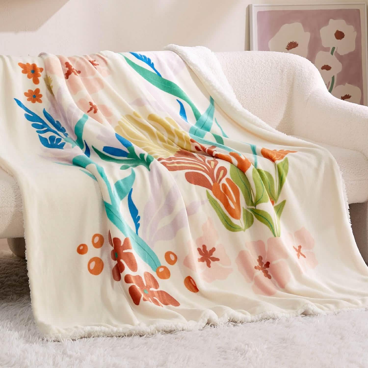 GentleSoft® Printed Throw Sherpa Blanket Print