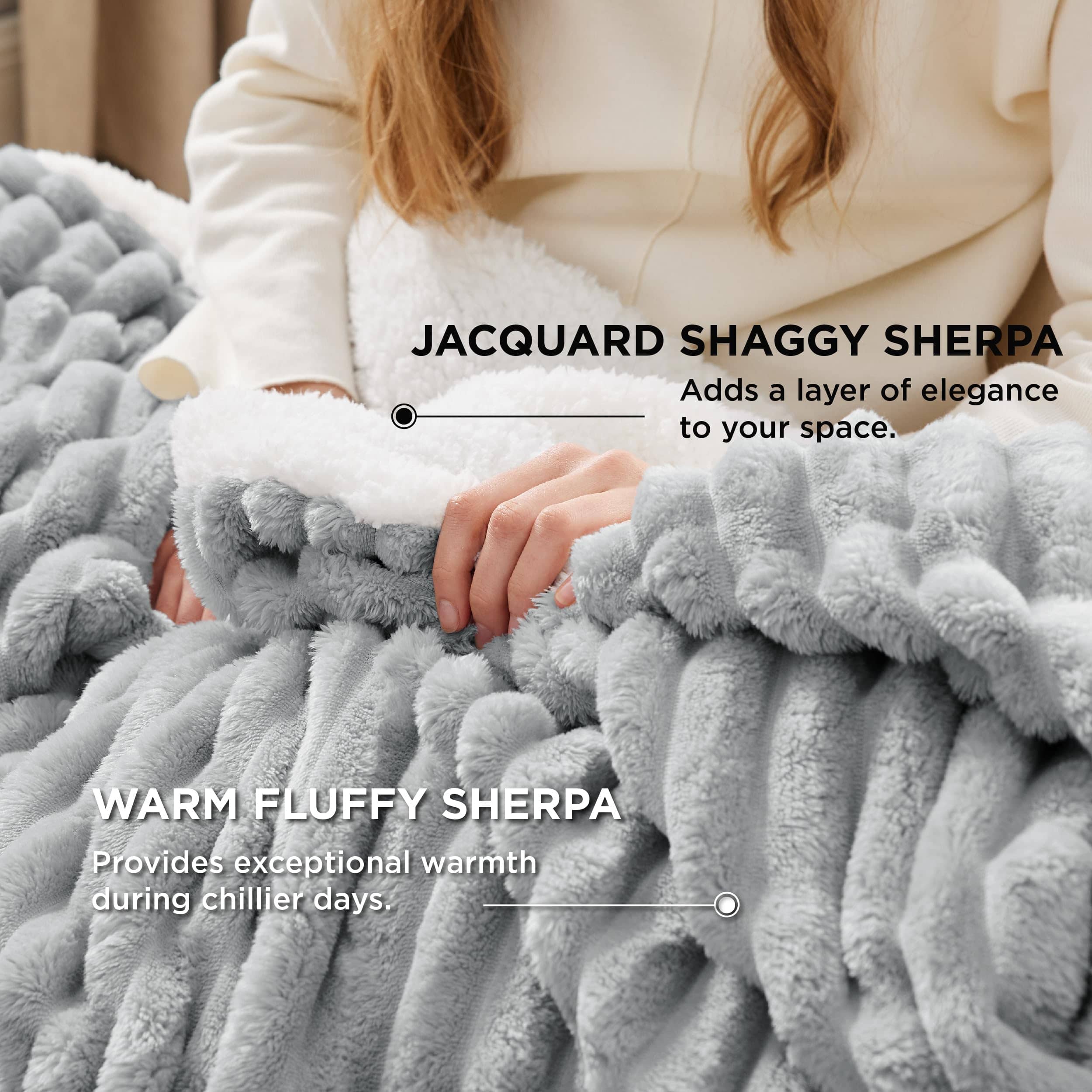 GentleSoft® Jacquard Stripes Shaggy Sherpa Blanket