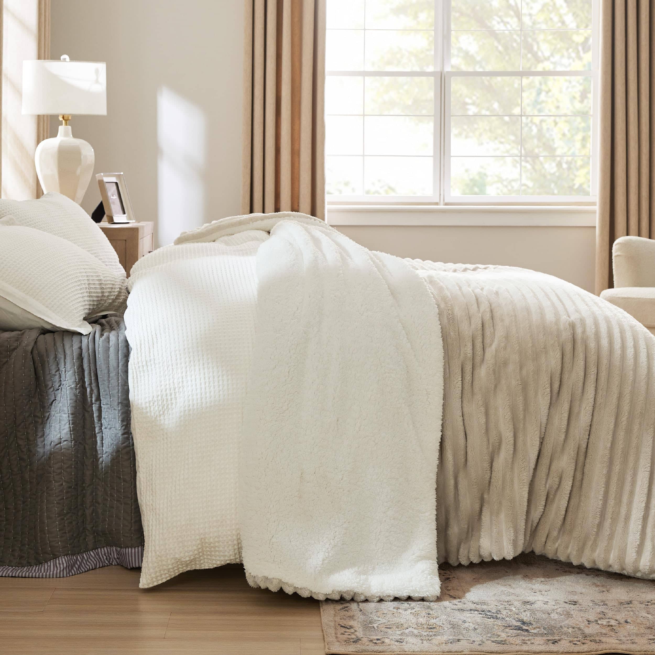 GentleSoft® Jacquard Stripes Shaggy Sherpa Blanket