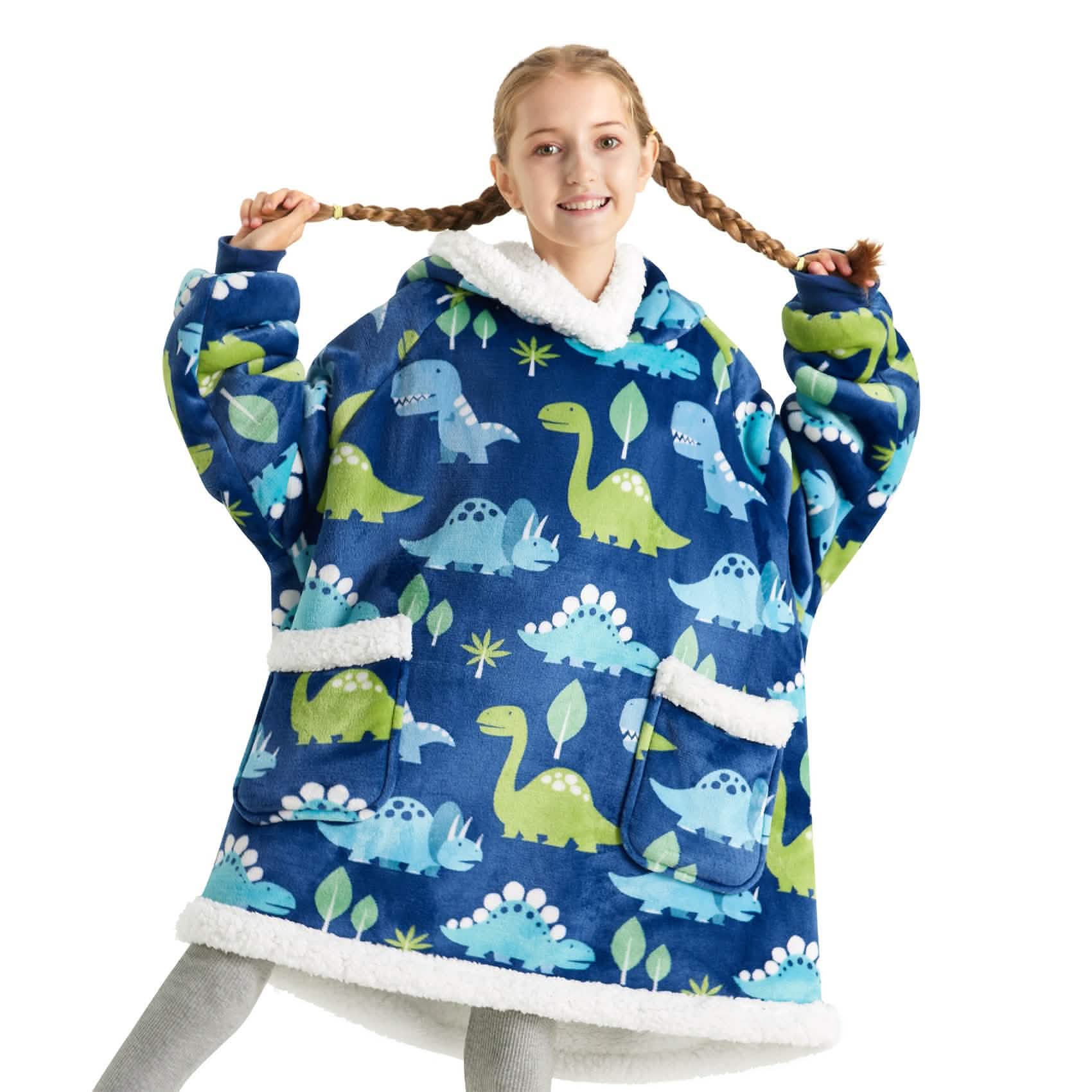 GentleSoft® Sherpa Fleece Printed Short Wearable Blanket Hoodie Oceana-printed