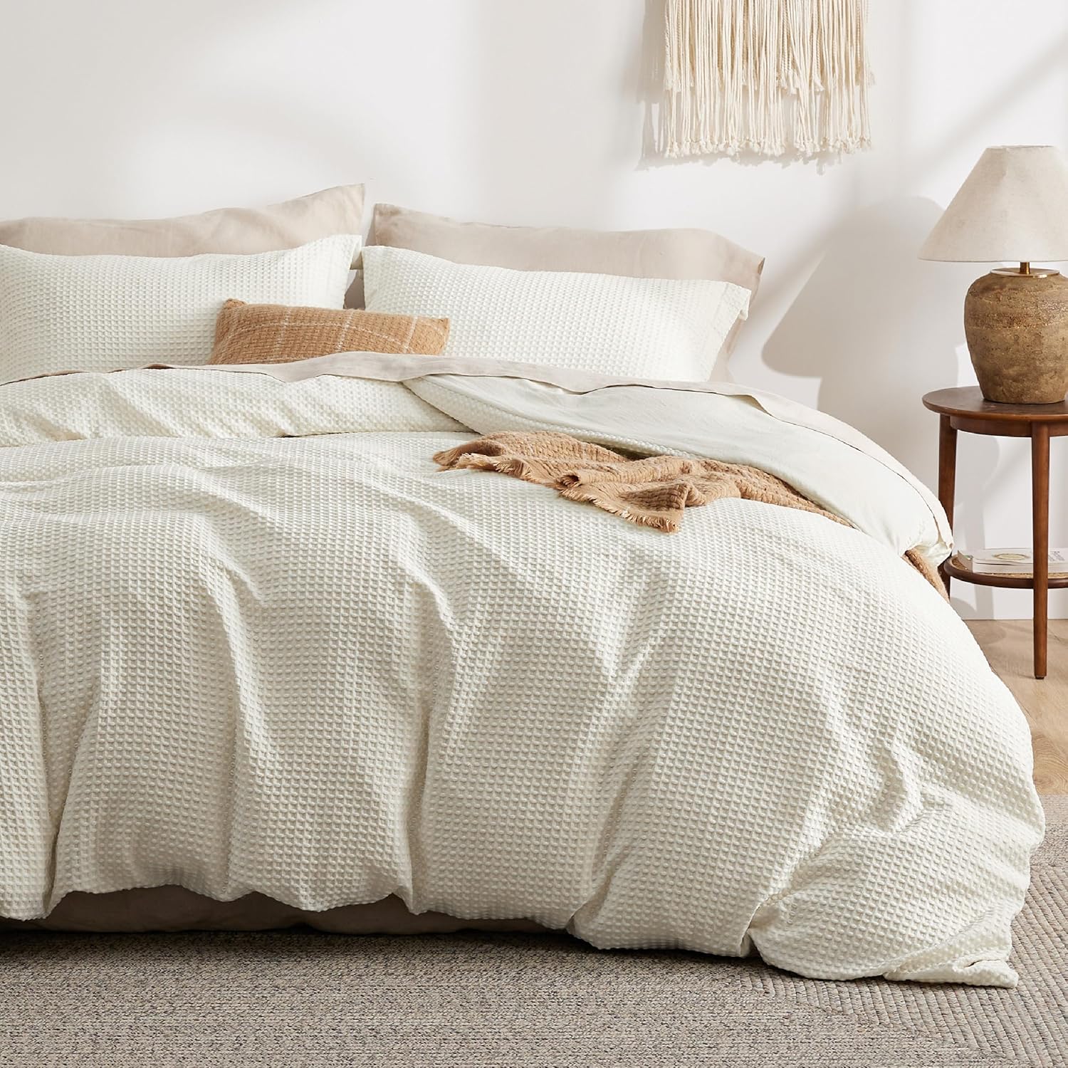 GentleSoft® Polyester Microfiber Waffle Duvet Weave Duvet Cover Set