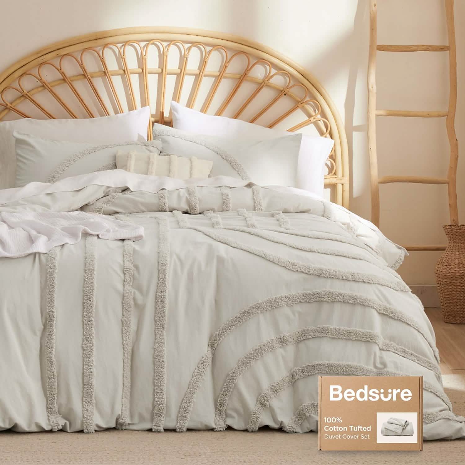 GentleSoft® 100% Cotton Tufted Duvet Cover Set