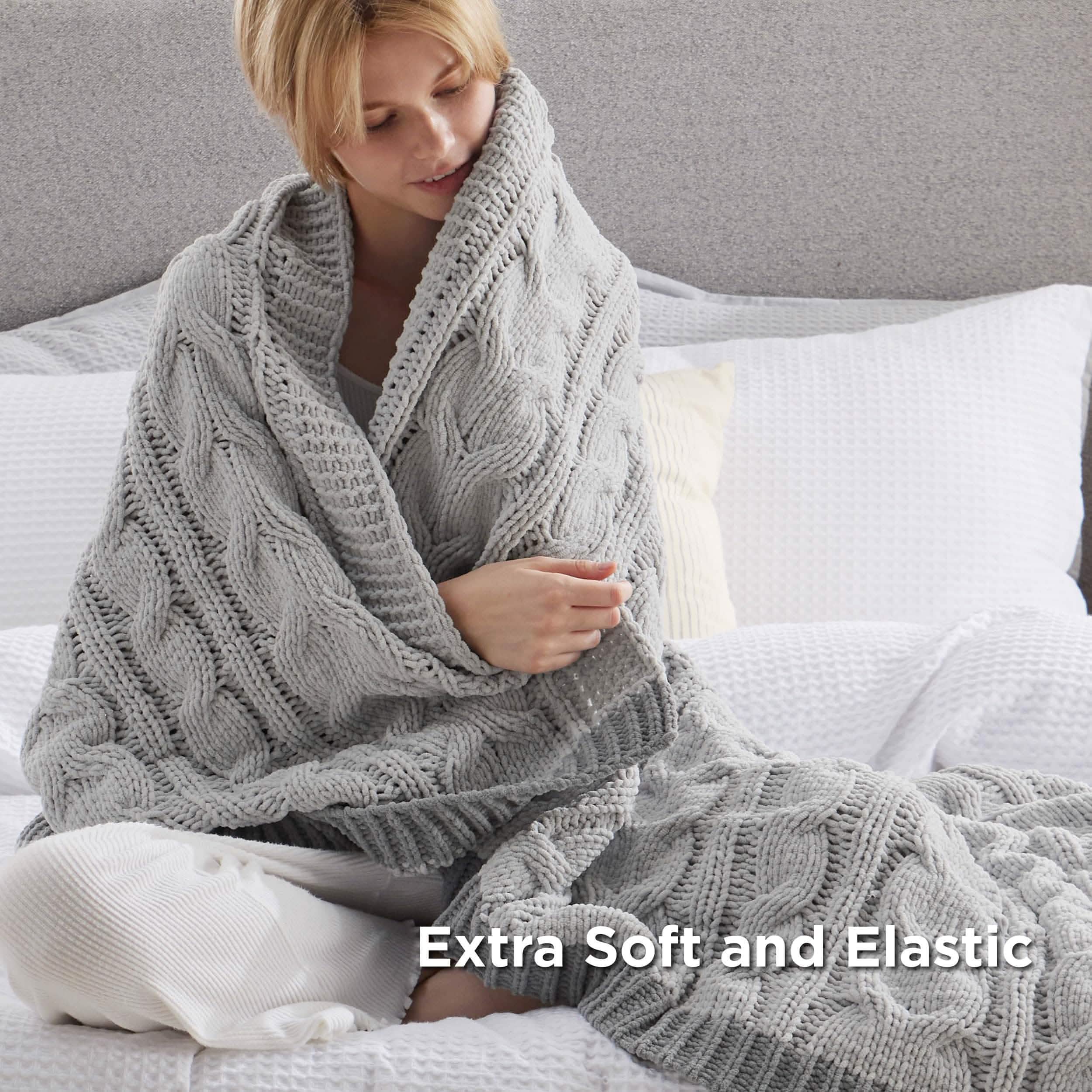 GentleSoft® Cable Chenille Chunky Knit Throw Blanket